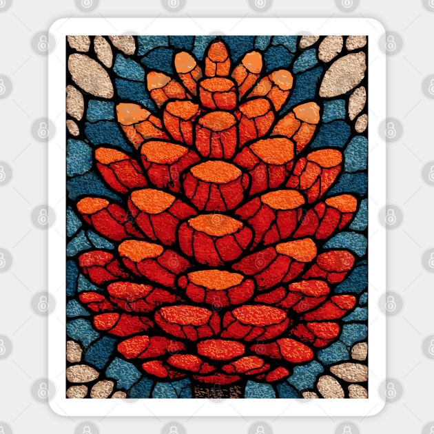 Sacred Pinecone | A Stained Glass Botanical Magnet by TuncGK